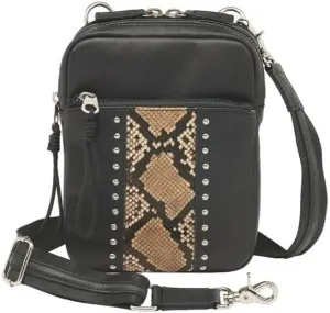 Gun Tote'n Mamas Leather Crossbody Hipster Purse-Snake Print Embossed