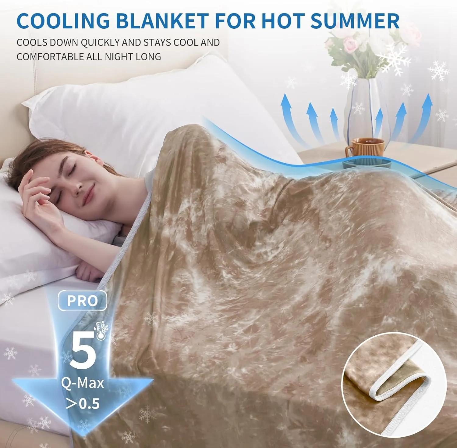 Guohaoi Cooling Blanket Twin Full Size Summer Blanket Tie Dye for Hot Sleepers Lightweight Breathable Bed Blanket, Arc-Chill Q-Max >0.5 Cool Fiber (60''x90'')