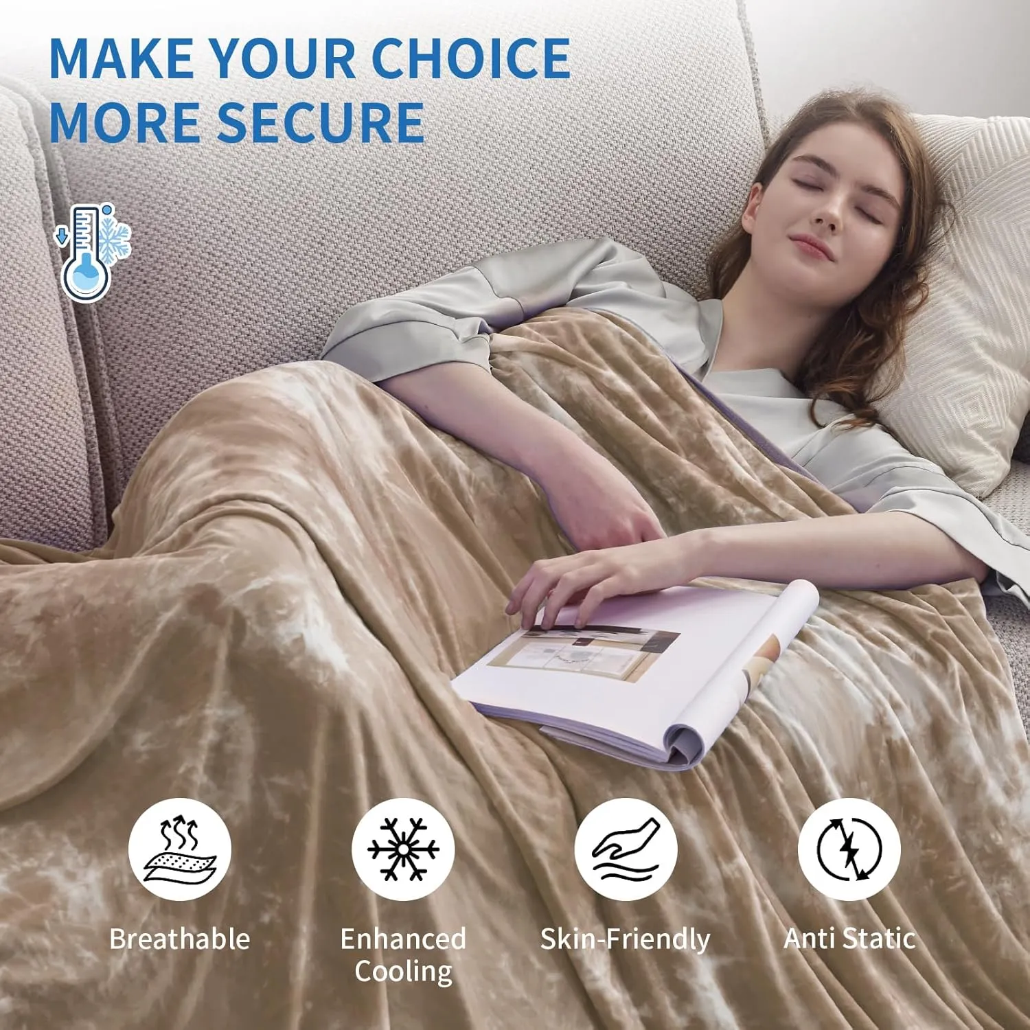 Guohaoi Cooling Blanket Twin Full Size Summer Blanket Tie Dye for Hot Sleepers Lightweight Breathable Bed Blanket, Arc-Chill Q-Max >0.5 Cool Fiber (60''x90'')