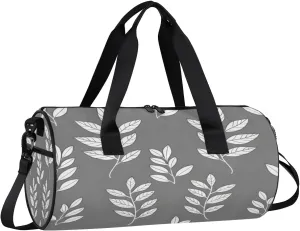 Gym Bags for Men Women Leaf Pattern Sports Duffel Bags Carry On Travel Duffle Bag with Detachable Adjustable Shoulder Strap Overnight Weekender Bag
