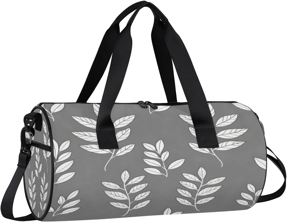 Gym Bags for Men Women Leaf Pattern Sports Duffel Bags Carry On Travel Duffle Bag with Detachable Adjustable Shoulder Strap Overnight Weekender Bag