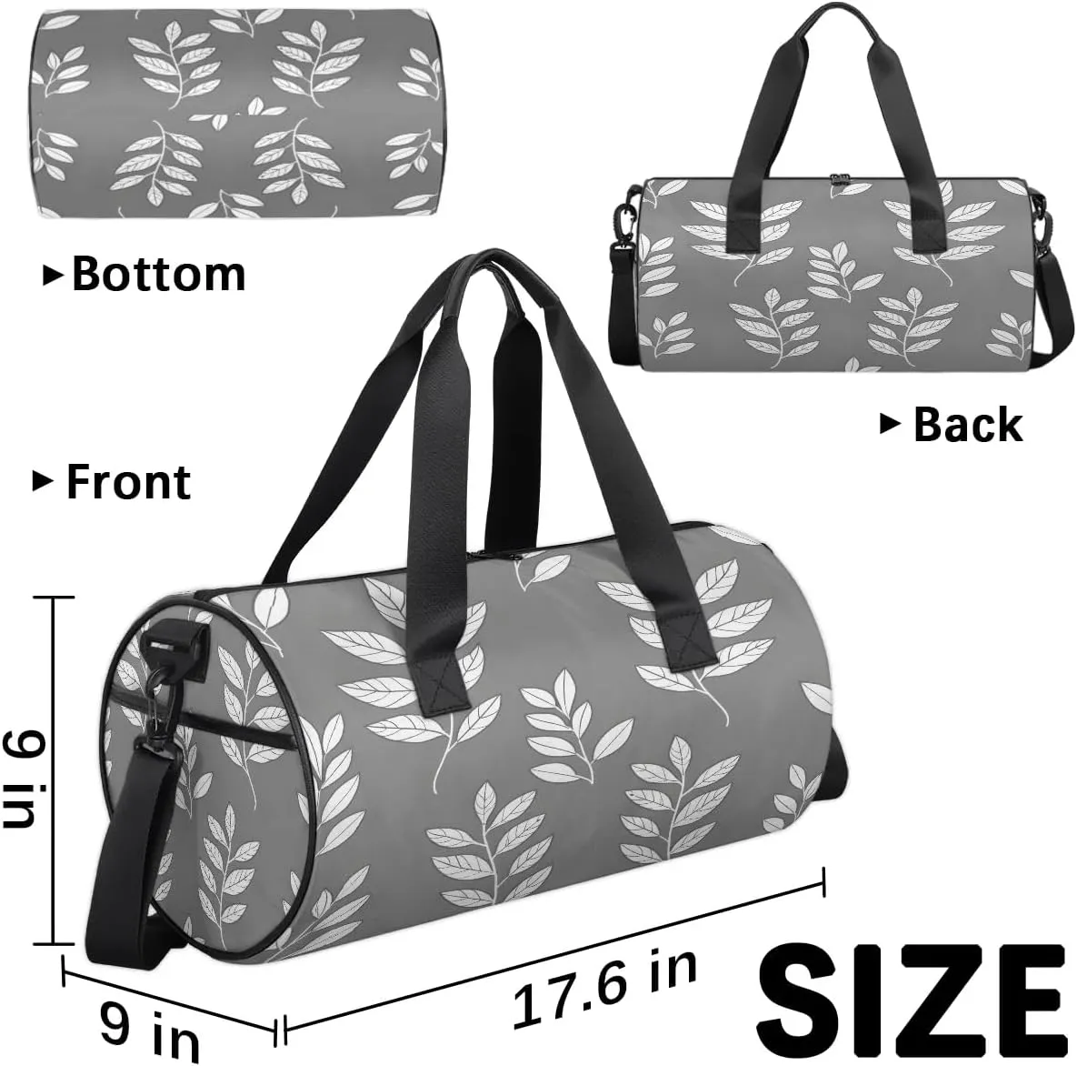 Gym Bags for Men Women Leaf Pattern Sports Duffel Bags Carry On Travel Duffle Bag with Detachable Adjustable Shoulder Strap Overnight Weekender Bag