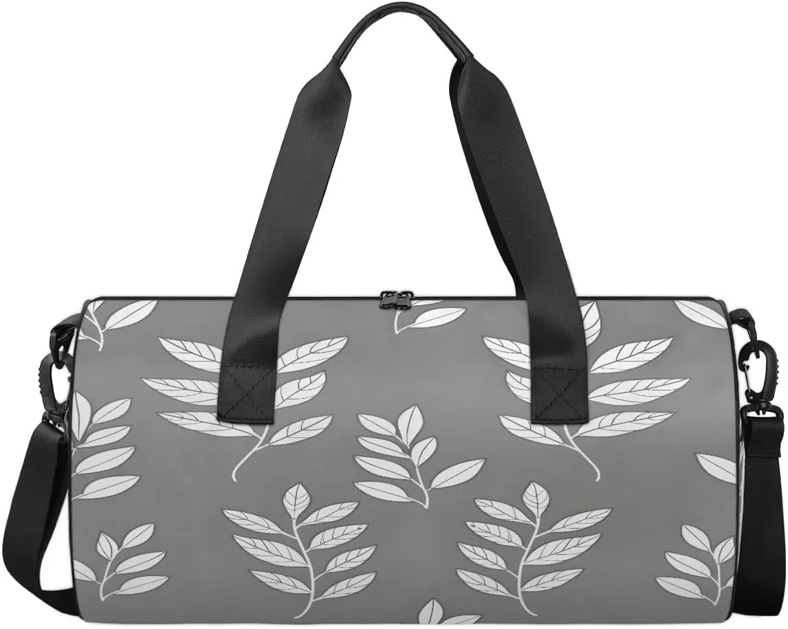 Gym Bags for Men Women Leaf Pattern Sports Duffel Bags Carry On Travel Duffle Bag with Detachable Adjustable Shoulder Strap Overnight Weekender Bag