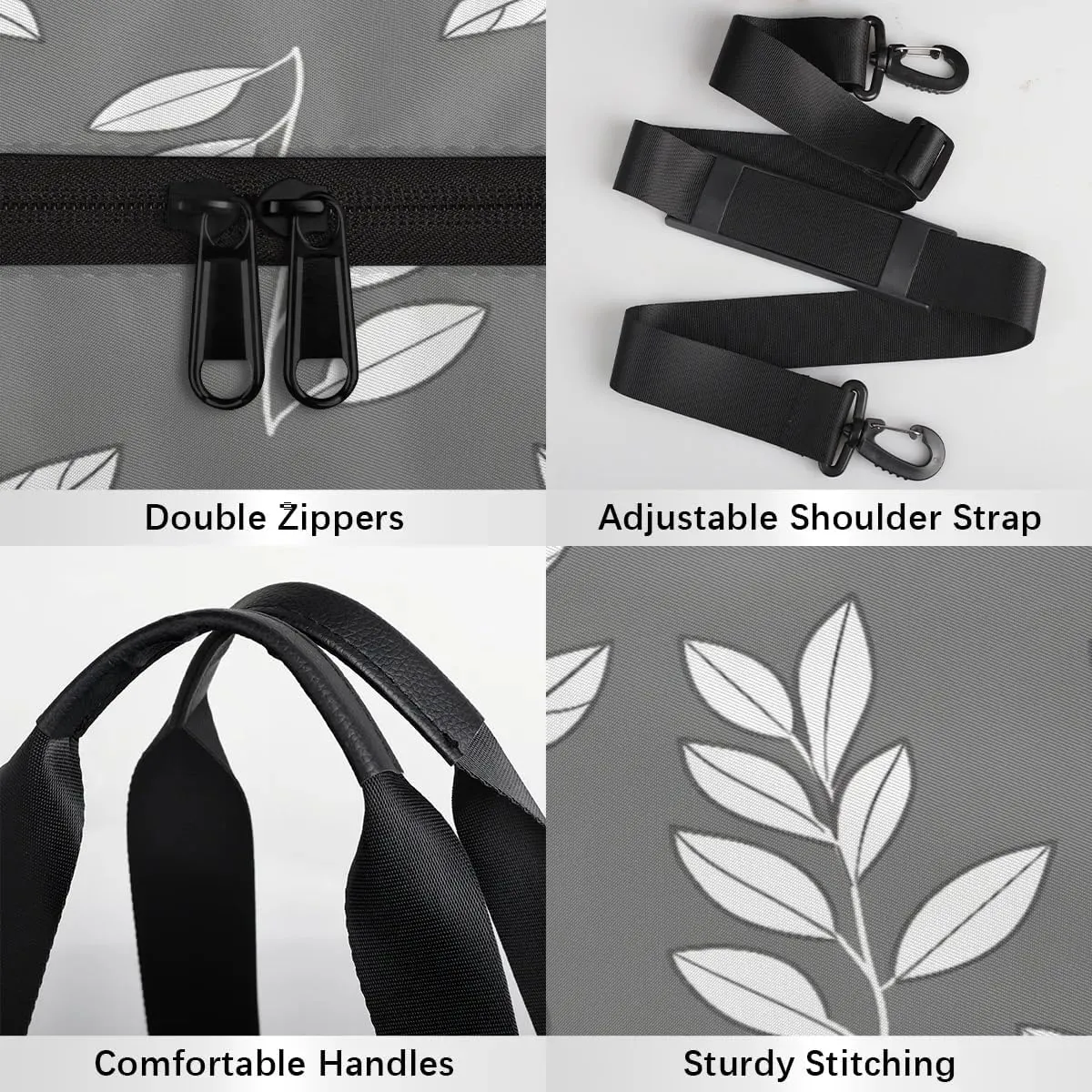 Gym Bags for Men Women Leaf Pattern Sports Duffel Bags Carry On Travel Duffle Bag with Detachable Adjustable Shoulder Strap Overnight Weekender Bag