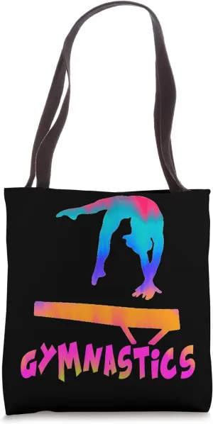 Gymnastics Balance Beam Pink Blue Gymnast Tie Dye Tote Bag