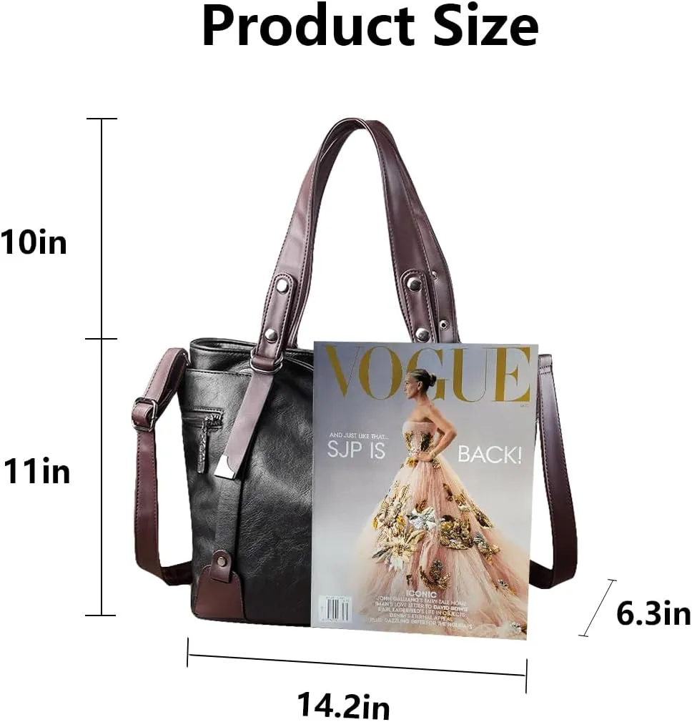 Handbags and Purses for Women Vegan Leather Tote Bag with Compartments Womens Shoulder Crossbody Satchel Work Bags