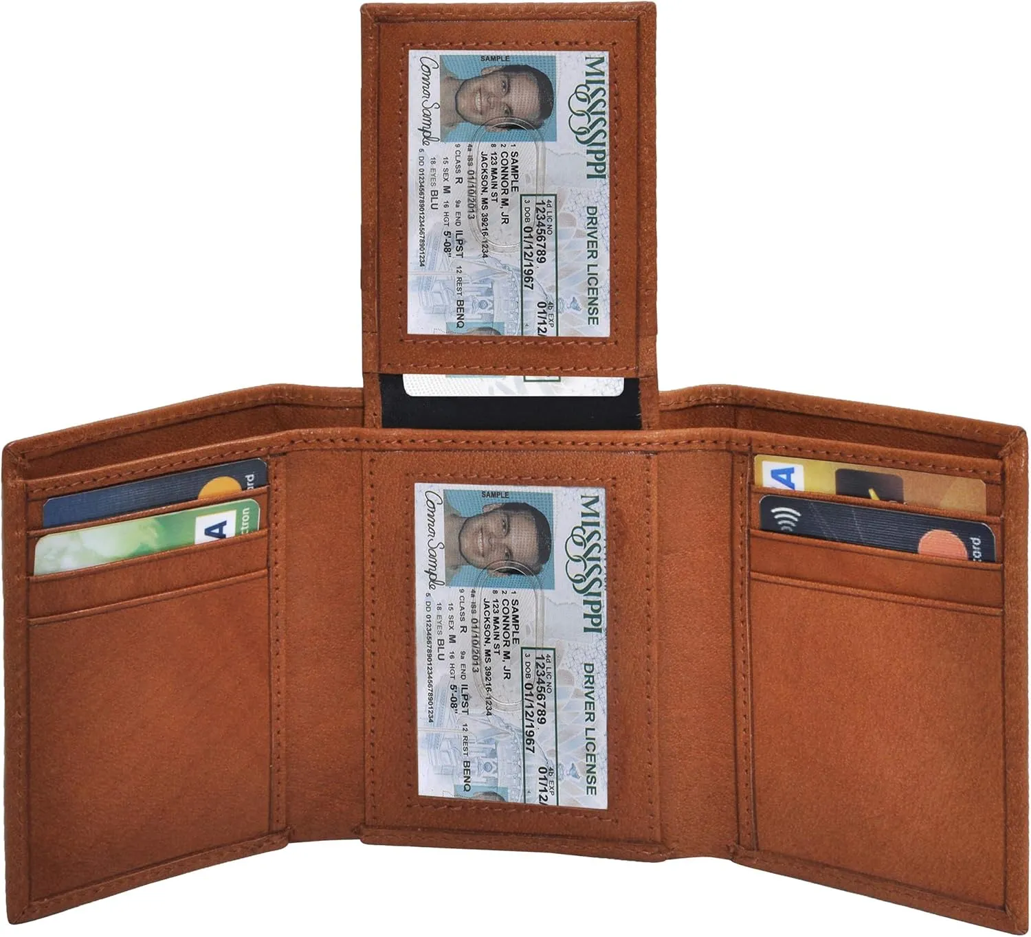 Handcrafted RFID Leather Wallet For Men, Sleek Trifold Front Pocket Wallet with 2 ID & 9 Cards Slots