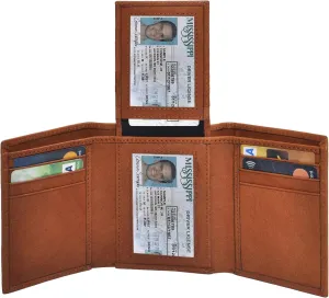 Handcrafted RFID Leather Wallet For Men, Sleek Trifold Front Pocket Wallet with 2 ID & 9 Cards Slots