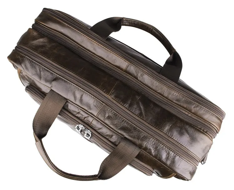 Handmade Top Leather Briefcase Large Shoulder Bags Men's Business Laptop Messenger Bag