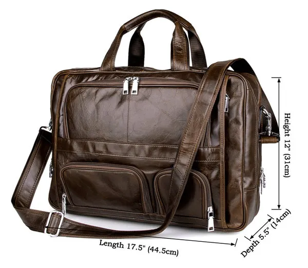 Handmade Top Leather Briefcase Large Shoulder Bags Men's Business Laptop Messenger Bag