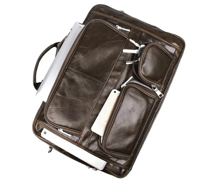 Handmade Top Leather Briefcase Large Shoulder Bags Men's Business Laptop Messenger Bag
