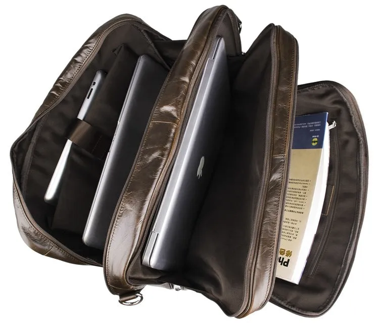 Handmade Top Leather Briefcase Large Shoulder Bags Men's Business Laptop Messenger Bag