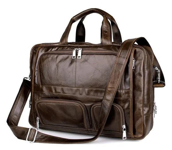 Handmade Top Leather Briefcase Large Shoulder Bags Men's Business Laptop Messenger Bag