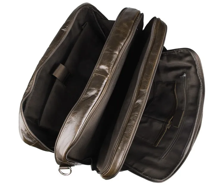 Handmade Top Leather Briefcase Large Shoulder Bags Men's Business Laptop Messenger Bag