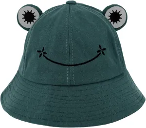 Haoohu Adults Frog Cotton Bucket Cap - Fisherman Beach Festival Sun Hat for Dress up Party