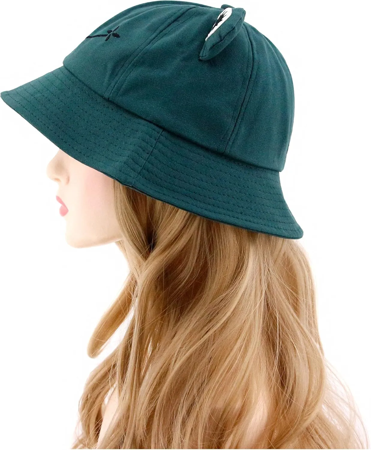Haoohu Adults Frog Cotton Bucket Cap - Fisherman Beach Festival Sun Hat for Dress up Party