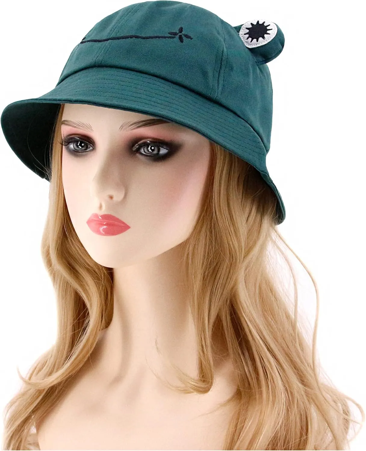 Haoohu Adults Frog Cotton Bucket Cap - Fisherman Beach Festival Sun Hat for Dress up Party