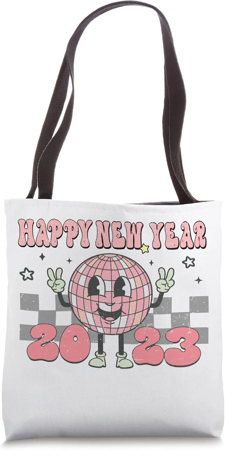 Happy New Year 2023 New Years Eve Disco Ball Groovy Tote Bag