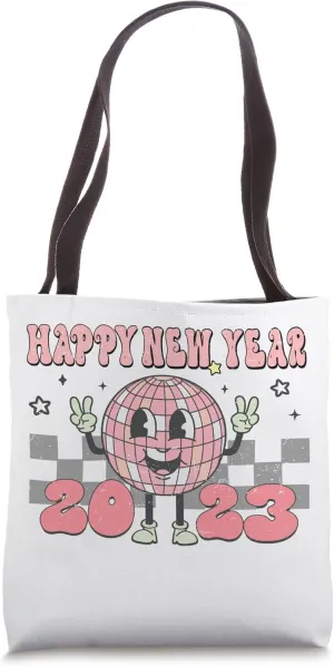 Happy New Year 2023 New Years Eve Disco Ball Groovy Tote Bag