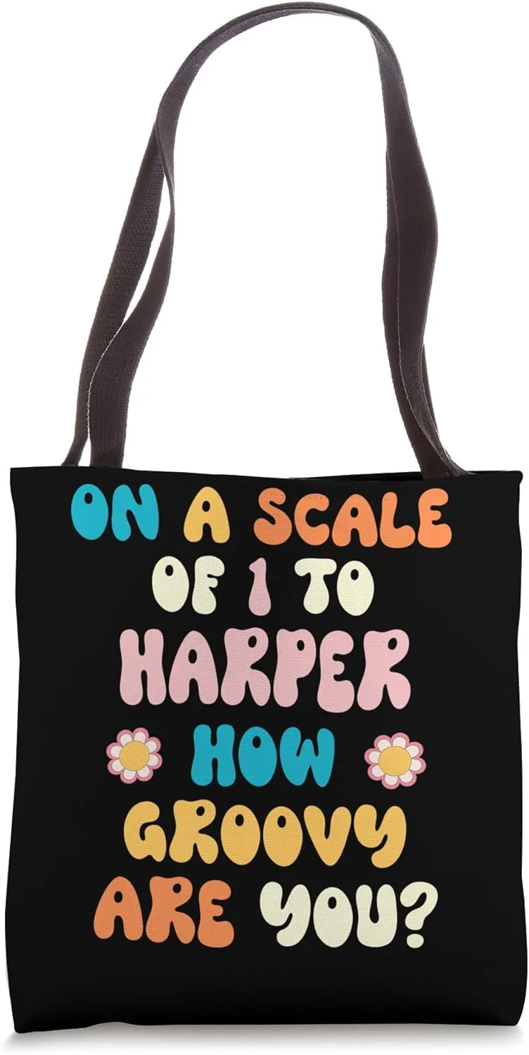 HARPER Cute Retro Girls Groovy HARPER Personalized Name Tote Bag