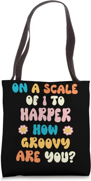 HARPER Cute Retro Girls Groovy HARPER Personalized Name Tote Bag