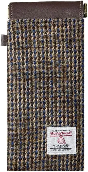 Harris Tweed Squeeze Leather Sunglasses Pouch Spring Storage Glasses Pouch Holder
