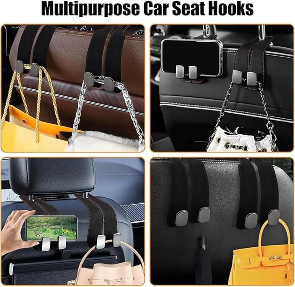Headrest Hooks Car for Ford Equator 2021 2022 2023 2024 2025, Back Seat Headrest Hooks Leather Storage Organizer Interior Car Accessorie,2pcs Red