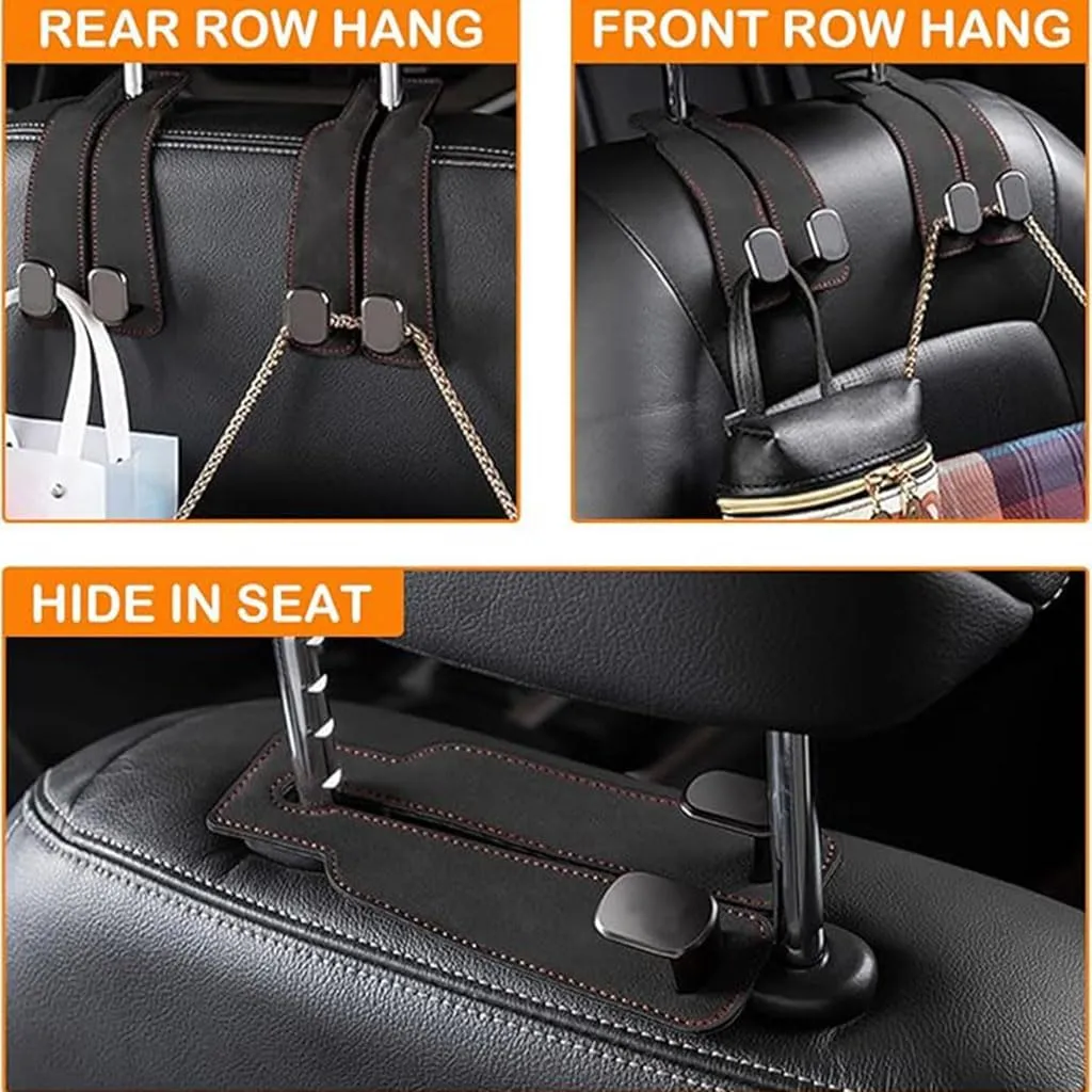 Headrest Hooks Car for Ford Equator 2021 2022 2023 2024 2025, Back Seat Headrest Hooks Leather Storage Organizer Interior Car Accessorie,2pcs Red