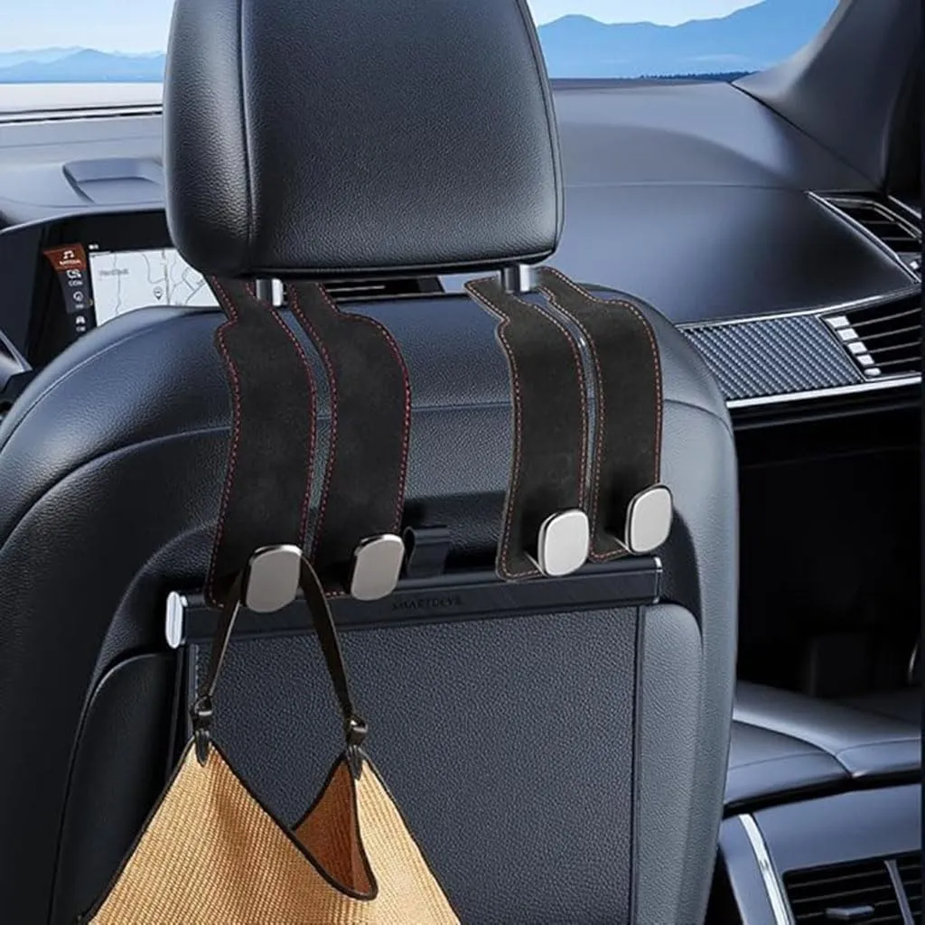 Headrest Hooks Car for Ford Equator 2021 2022 2023 2024 2025, Back Seat Headrest Hooks Leather Storage Organizer Interior Car Accessorie,2pcs Red
