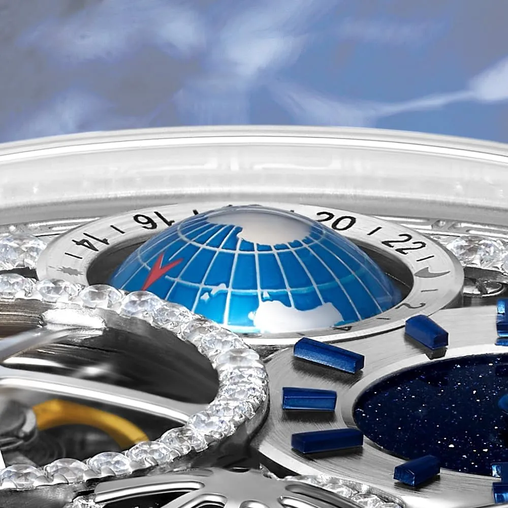 HEMUDU Crystal Watches Hand-Wind Genuine Flying Tourbillon Luxury Mechanical Watch Brilliant Diamonds 3D Dial for Men Women