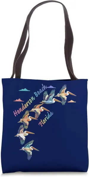 Henderson Beach Florida Colorful Tie-Dye Pelican Lover Tote Bag