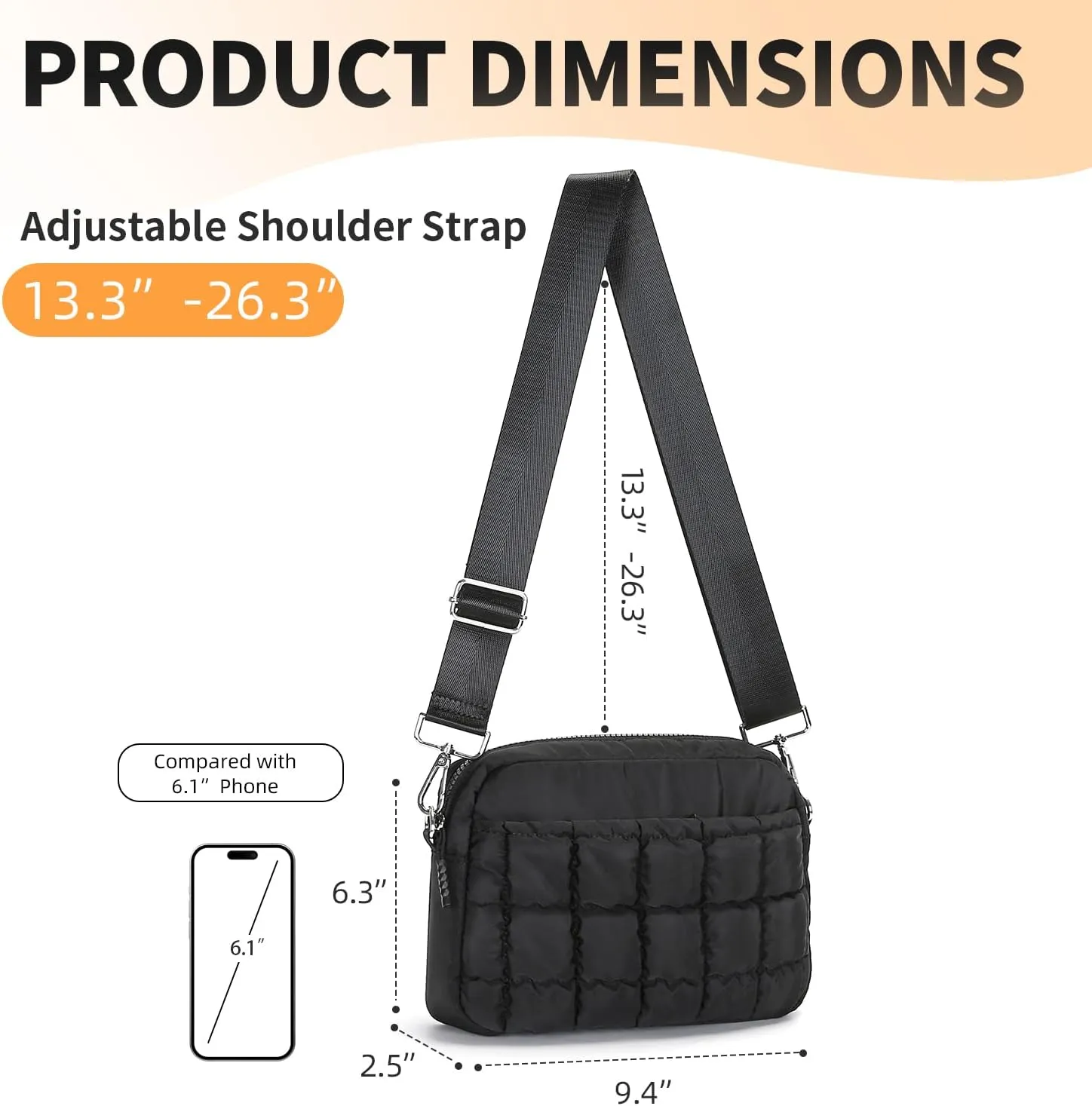 Herald Small Puffer Crossbody Bags for Women, Lightweight Nylon Quilted Shoulder Purse Handbag with Multiple Pockets