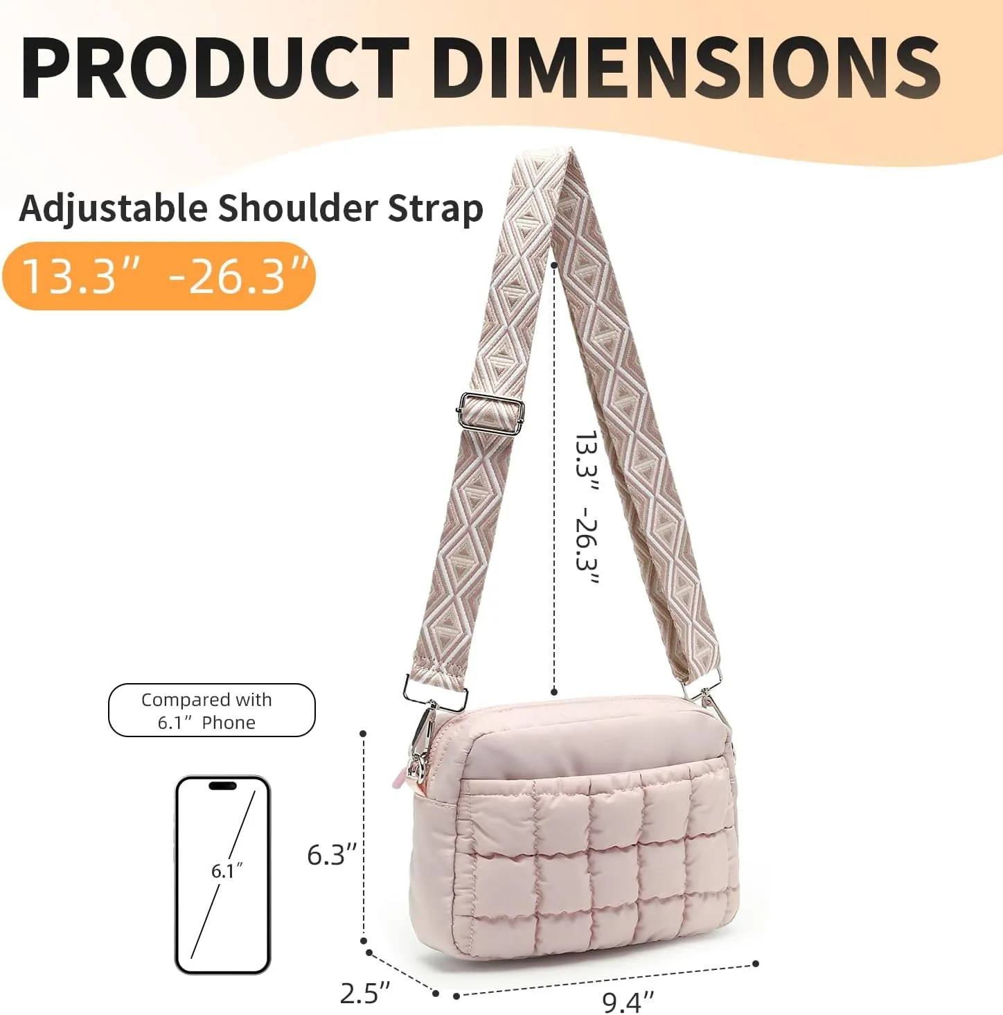 Herald Small Puffer Crossbody Bags for Women, Lightweight Nylon Quilted Shoulder Purse Handbag with Multiple Pockets
