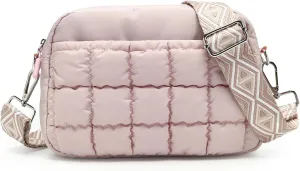 Herald Small Puffer Crossbody Bags for Women, Lightweight Nylon Quilted Shoulder Purse Handbag with Multiple Pockets