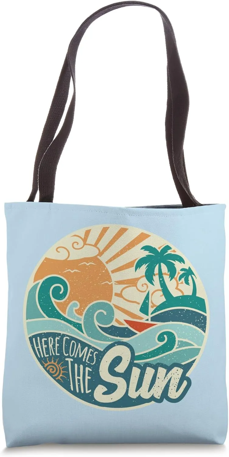 Here Comes The Sun Vintage Style Retro 60s Summer Gift Tote Bag