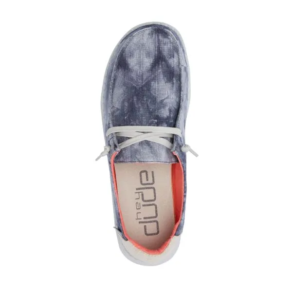 Hey Dude Tie Dye Navy Wendy Tie Dye Womens Casual Shoes 121412563
