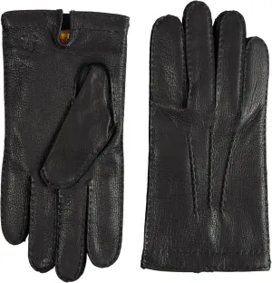 Hickey Freeman Men’s Leather & Cashmere Gloves – Hand Stitched 100% Leather & Italian Cashmere-Lined Winter Glove Pair