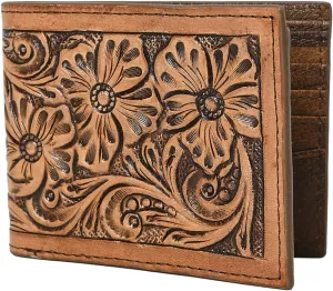 HILASON Western Floral Rodeo Bifold Men Women Genuine American Leather Wallet