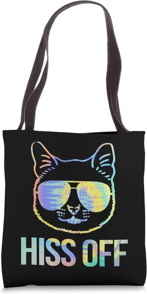 Hiss Off Funny Cat Sunglasses Funny Cute Halloween Tie-Dye Tote Bag