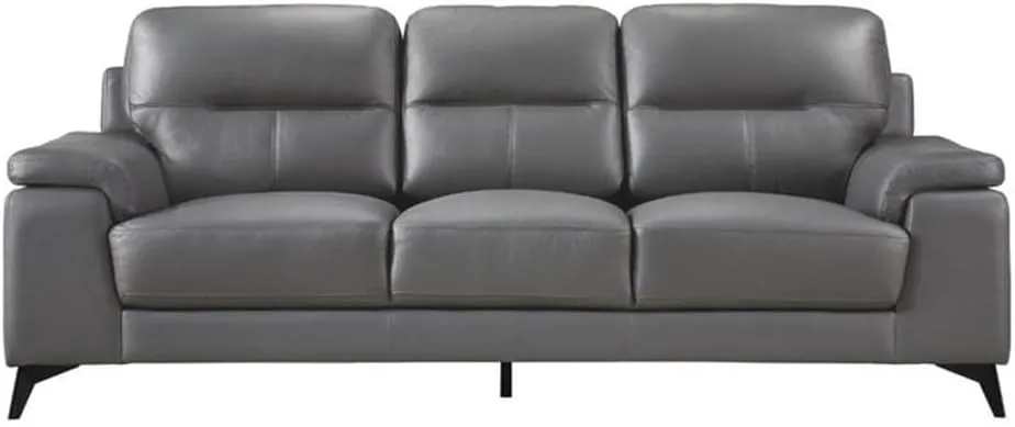 Homelegance 89" Leather Sofa, Dark Gray