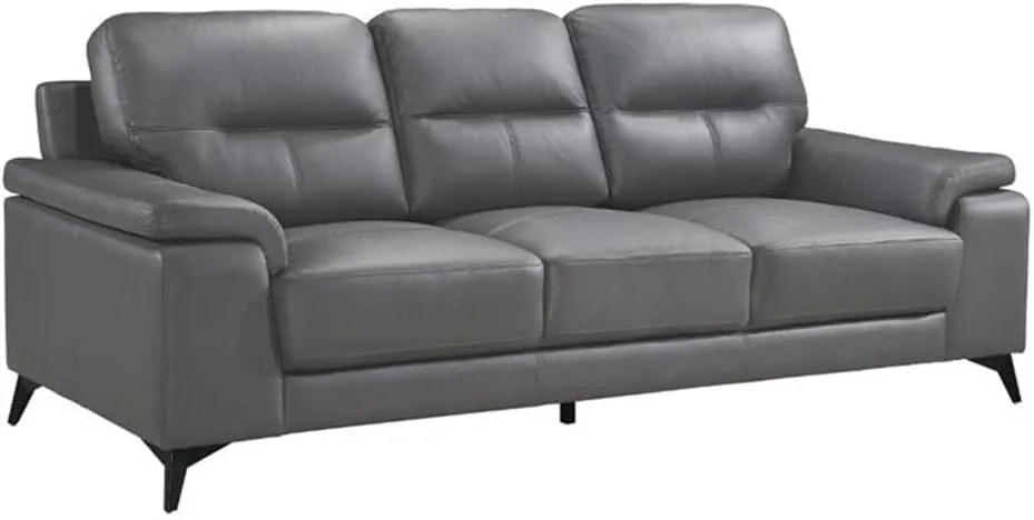 Homelegance 89" Leather Sofa, Dark Gray