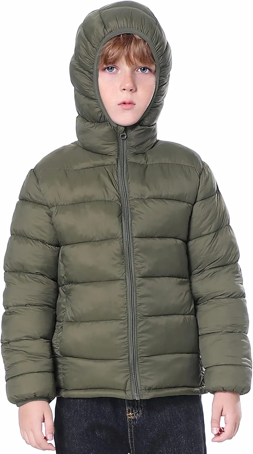 Hooded Puffer Jackets for Boys and Girls – Lightweight and Packable – Autumn and Winter Coat, Warm and Comfy