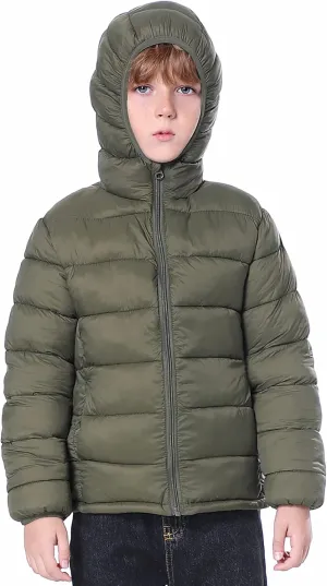 Hooded Puffer Jackets for Boys and Girls – Lightweight and Packable – Autumn and Winter Coat, Warm and Comfy