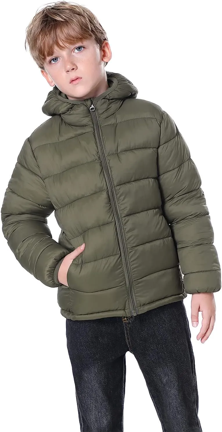 Hooded Puffer Jackets for Boys and Girls – Lightweight and Packable – Autumn and Winter Coat, Warm and Comfy