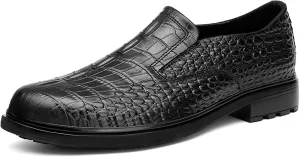 HOOENG Dress Shoes for Men Lace Up Round Toe Crocodile Embossed Leather Rubber Sole Block Heel Non Slip Resistant Party