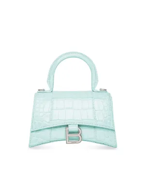 Hourglass XS Handbag Crocodile Embossed in Light Blue