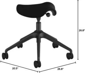Humanscale Freedom Active Pony Stool with Black Ginkgo Fabric and Locking Casters (Standard Cylinder 5")