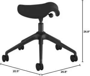 Humanscale Freedom Active Pony Stool with Charcoal Ginkgo Fabric and Locking Casters (Standard Cylinder 5")