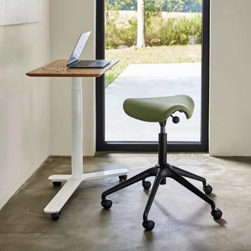 Humanscale Freedom Active Pony Stool with Navy Ginkgo Fabric and Locking Casters (Standard Cylinder 5")