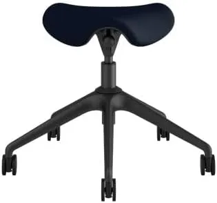 Humanscale Freedom Active Pony Stool with Navy Ginkgo Fabric and Locking Casters (Standard Cylinder 5")
